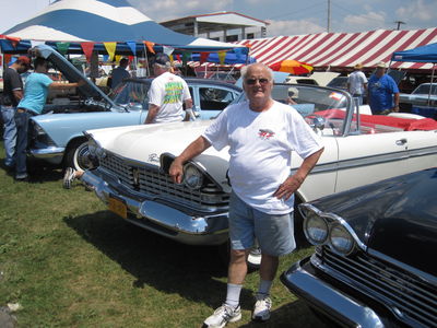 Jim Hamsher with his convertible

